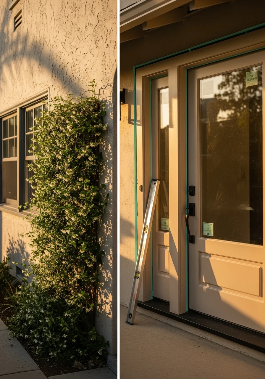 Close-up of a well-maintained residential property entrance in an LA County community.