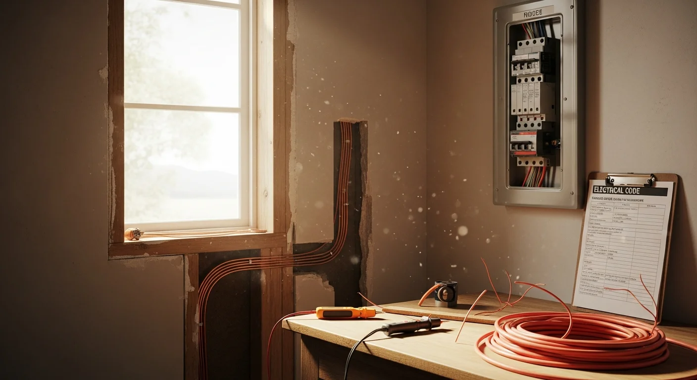 A licensed electrician installing a new residential electrical panel inside an LA County home during a remodeling project. Neat conduit runs and labeled circuit breakers are visible in a clean, code-ready installation.